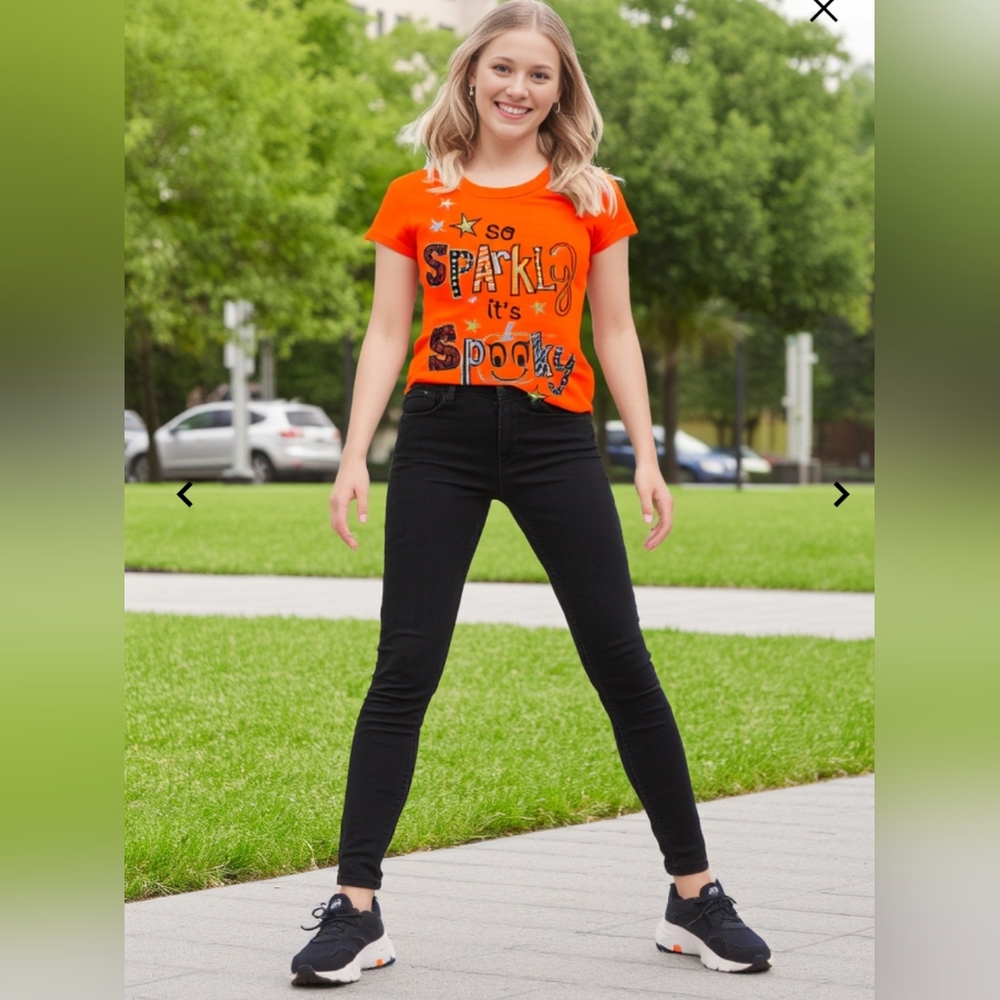 Halloween Tee with Sparkly Design Girls Size XL 14-16 - Picture 12 of 14